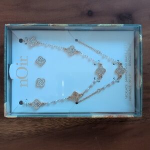 nOir Jewelry Gold and White Necklace Set